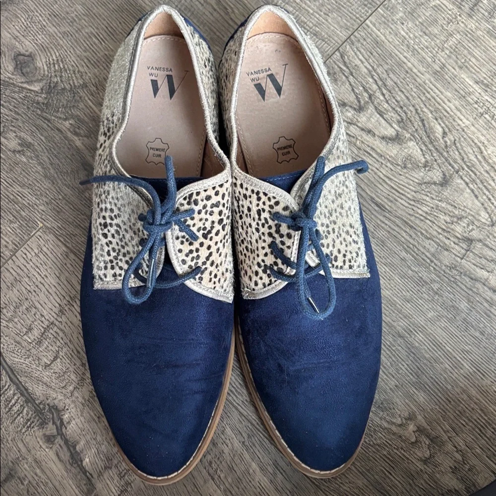 VANESSA WU 10.5/11 Anthropologie Leopard Oxfords Suede Leather 41